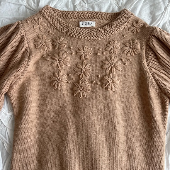Tan Drop Waist Sweater Dress - Picture 3 of 3